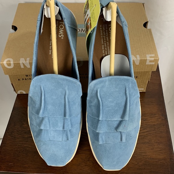 *Host Pick*  NWT TOMS Deconstructed Alpargata Sky Blue Suede Sneakers - Picture 2 of 10